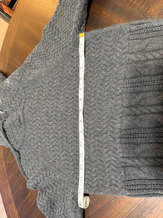 Athleta Coldspell Cable Knit Sweater Dress 100% Merino Wool Hooded Gray - Picture 7 of 8